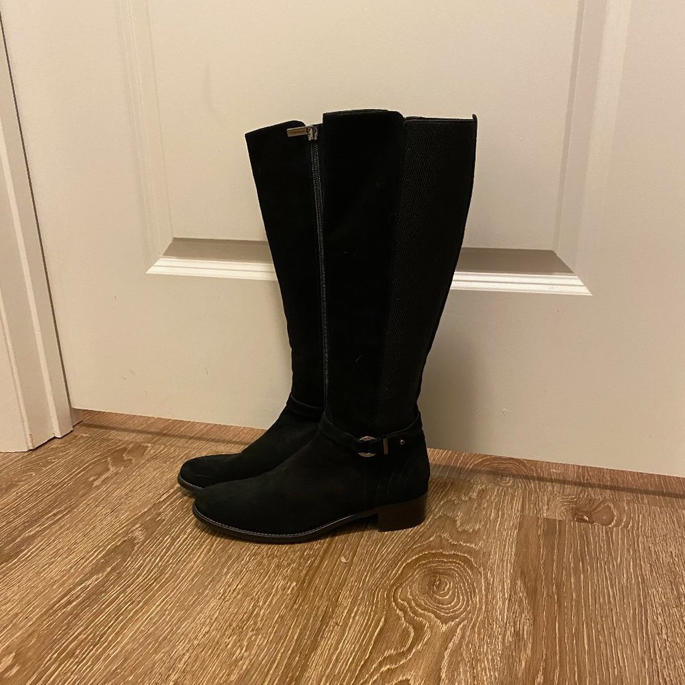 Aquatalia Suede Weather-Proof Tall Boots Black
